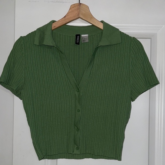 Divided Green Ribbed Button-Down Shirt - Picture 1 of 3